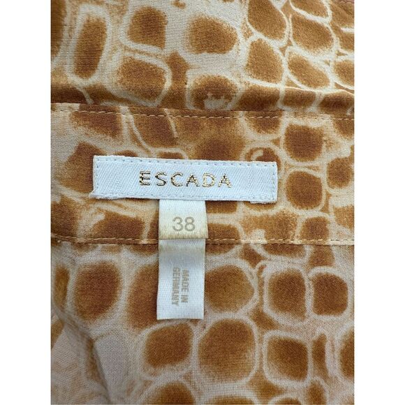 Vtg Escada Silk Animal Print Wrap Button Up Shirt Top 38 M Giraffe Leopard Snake - Picture 5 of 6